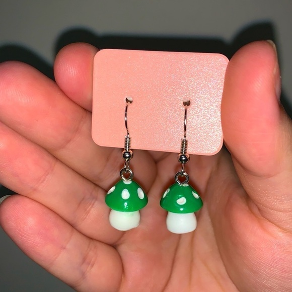 Jewelry - Green Mushroom Earrings